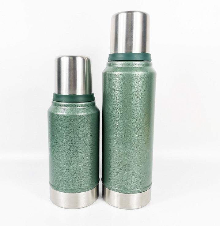 Vintage Thermos, Thermos With Birds, Green Vacuum Bottle, Old Travel Thermos,  Aluminum Thermos, 2L, Vacuum Flask, 